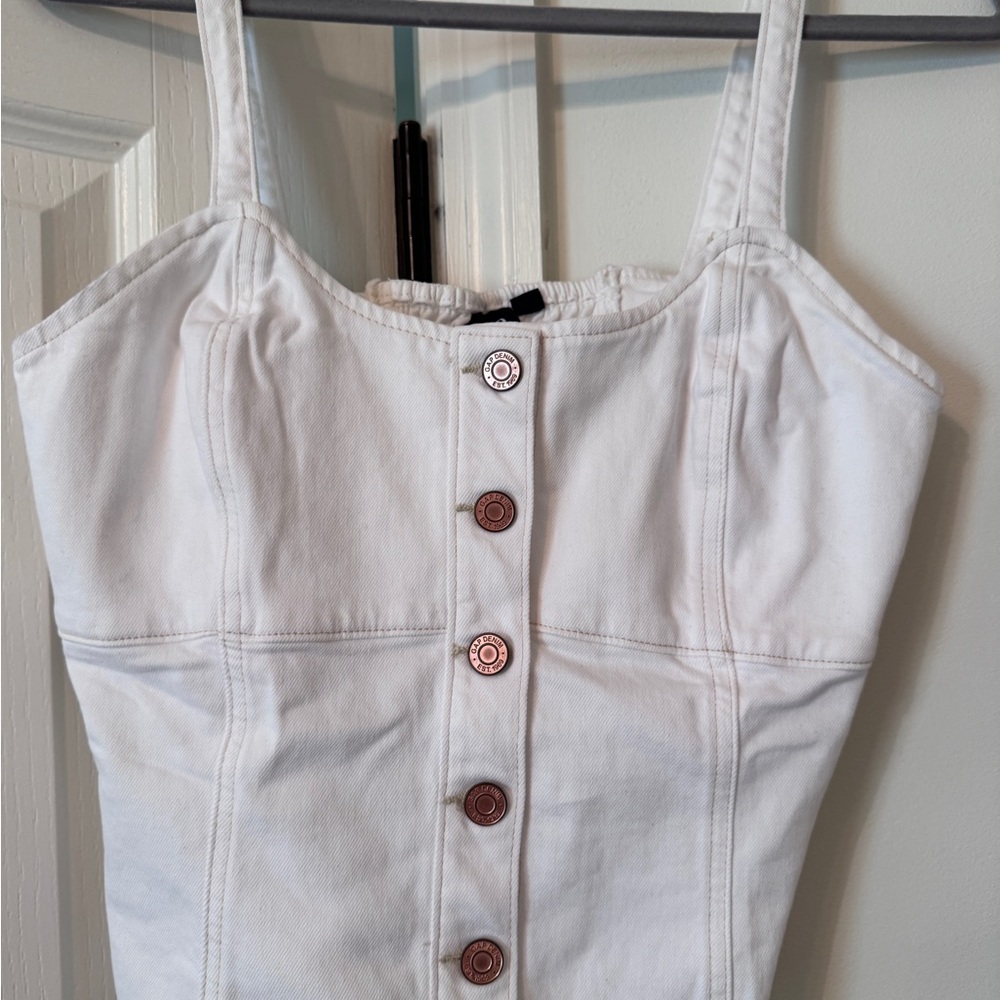 GAP White Elastic Waist Tank Top